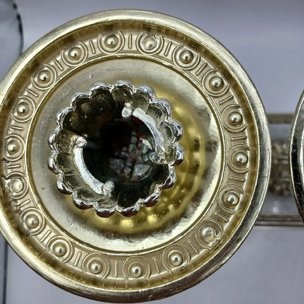 MCM Candle Holders Italian Marble Base Dilly Mfg Co. Gold Hollywood Regency 9
